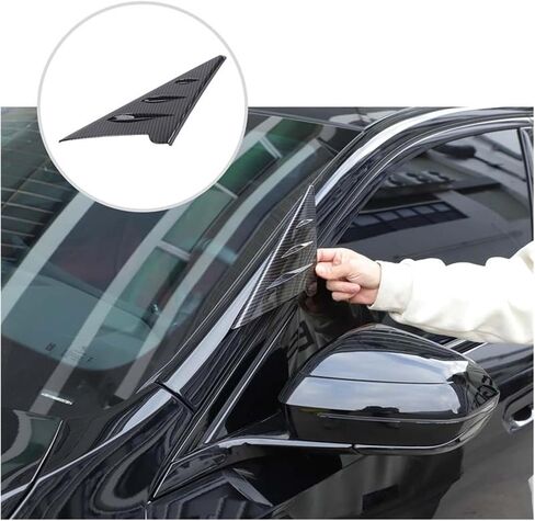 Compatible for BMW 5 Series G60 2024-2025 ABS Rearview Mirror Side Triangle Spoiler Wind Deflector Trim Cover Car Accessories(Carbon Fiber Texture) in Saudi Arabia