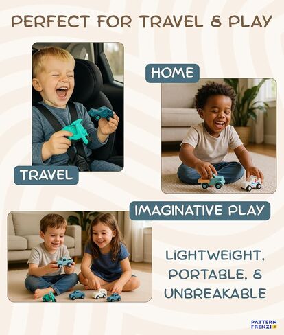 5-Piece Silicone Toy Car Set for Kids (Ages 3+); Washable, Bath tub Toy, Non-Toxic & Durable Cars, Ambulance, Airplane & Truck for Kids; Safe, Flexible, Fast, Water Proof, Travel for Boys & Girls in Saudi Arabia