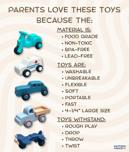 5-Piece Silicone Toy Car Set for Kids (Ages 3+); Washable, Bath tub Toy, Non-Toxic & Durable Cars, Ambulance, Airplane & Truck for Kids; Safe, Flexible, Fast, Water Proof, Travel for Boys & Girls in Saudi Arabia