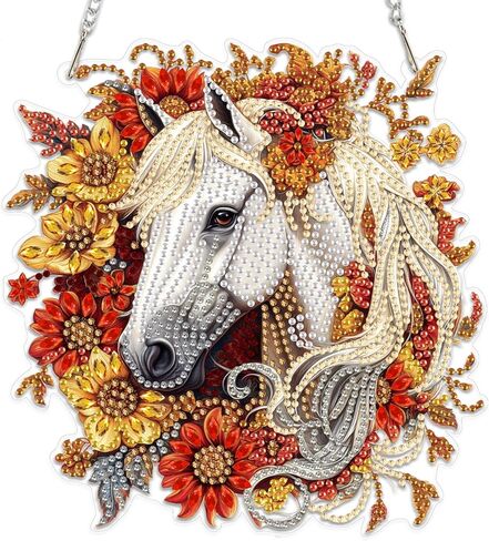 MEIYUDA Flowers Birds Diamond Art Hanging Kits for Adult, Hummingbird Diamond Painting Hanging Kits Ornaments, DIY Special Shaped Rhinestone Window Pendants kit for Home Garden Wall Decor Gift in Saudi Arabia