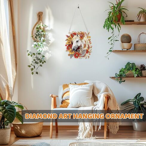 MEIYUDA Flowers Birds Diamond Art Hanging Kits for Adult, Hummingbird Diamond Painting Hanging Kits Ornaments, DIY Special Shaped Rhinestone Window Pendants kit for Home Garden Wall Decor Gift in Saudi Arabia