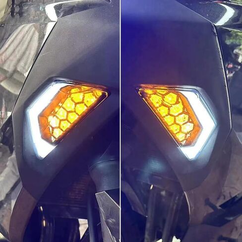مؤشر LED لإشارات الانعطاف الأمامي من E-Mark ضوء النهار الجري لـ KAWASAKI Ninja 250 300 EX300 2013-2018، Ninja 400 EX400 2018-2024، Ninja 650 EX650 2012-2024 23040-0135، 23040-0136 (دخان) in Saudi Arabia