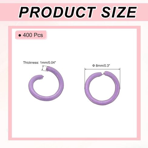 PATIKIL Open Jump Rings, 400 Pcs 8mm Round Ring Charm Loops Connector for Jewelry Making Supplies DIY Craft Keychains Necklaces Earrings, Purple in Saudi Arabia