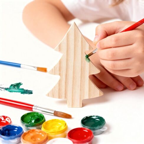 12 Pcs Unfinished Wooden Christmas Tree Cutouts - Rustic Bulk Pack for Xmas Crafts, DIY Painting, Holiday Home Fireplace Shelf & Tiered Tray Decor in Saudi Arabia