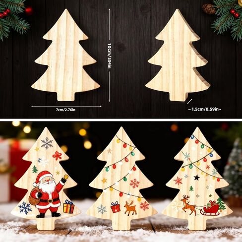 12 Pcs Unfinished Wooden Christmas Tree Cutouts - Rustic Bulk Pack for Xmas Crafts, DIY Painting, Holiday Home Fireplace Shelf & Tiered Tray Decor in Saudi Arabia