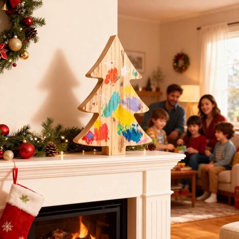 12 Pcs Unfinished Wooden Christmas Tree Cutouts - Rustic Bulk Pack for Xmas Crafts, DIY Painting, Holiday Home Fireplace Shelf & Tiered Tray Decor in Saudi Arabia