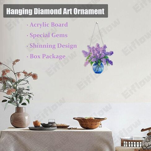 Eiflow DIY Hanging Diamonds Painting Owl Ornament Kit, 7.4x7.8inch Special Diamond Gem Art Pendant Kit, Acrylic Diamond Art Board Kit for Adults, Box Package in Kuwait