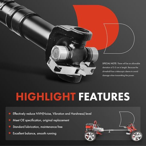 A-Premium Front Complete Drive Shaft Prop Shaft Driveshaft Assembly Compatible with 2003-2006 Jeep Wrangler 2003 2004 2005 2006 L4 2.4L, [4WD, Manual Transmission], Replace# 52853402AB, 52853402AD in Saudi Arabia