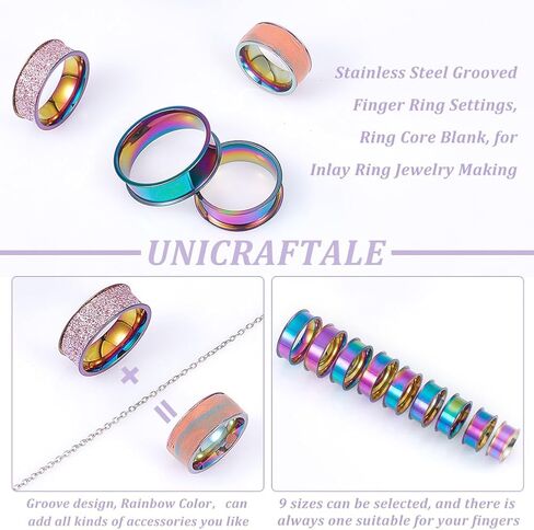 UNICRAFTALE واسعة النطاق تصميم مخدد حلقة الأساسية فارغة لترصيع الفولاذ المقاوم للصدأ مخدد إعدادات البنصر حلقة فارغة مستديرة لصنع المجوهرات الدائري اليدوية in Saudi Arabia