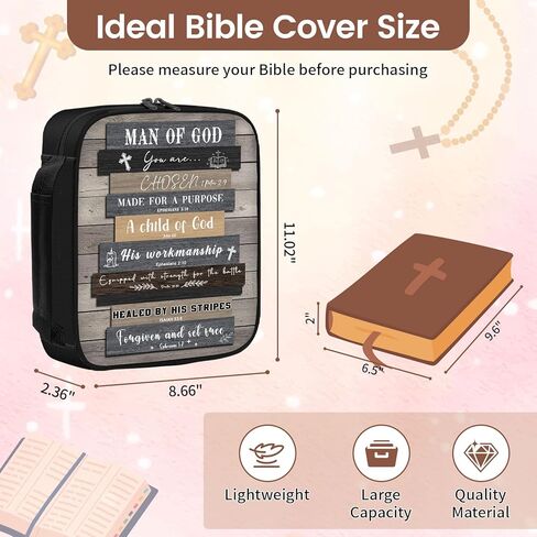 حافظة غطاء الكتاب المقدس للرجال - هدايا مسيحية للرجال، هدية آية الكتاب المقدس لرجل الله، هدية عيد ميلاد دينية، هدايا كاثوليكية ملهمة روحية، حافظات كتب تحمل الكتاب المقدس لرجل الله in Kuwait