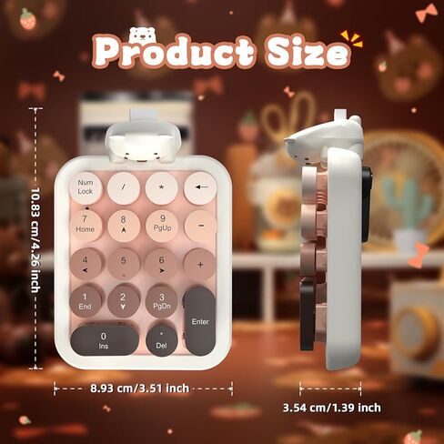 FELICON Cute Wireless Numeric Keypad with Silicon Bear,18-Key-Milk Blue | Colorful Round Keycaps,Ergonomic,2.4Ghz USB Receiver,Portable Financial Accounting Numpad Membrane Keyboard for PC,Mac,Laptop in Saudi Arabia