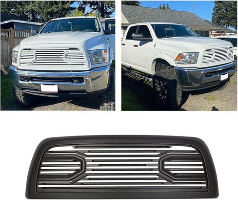KUAFU Front Hood Bumper Grille Replacement Compatible with 2010-2018 Ram 2500/3500/4500 Shell Big Horn Horizontal Style (Black W/O Lights) in Saudi Arabia