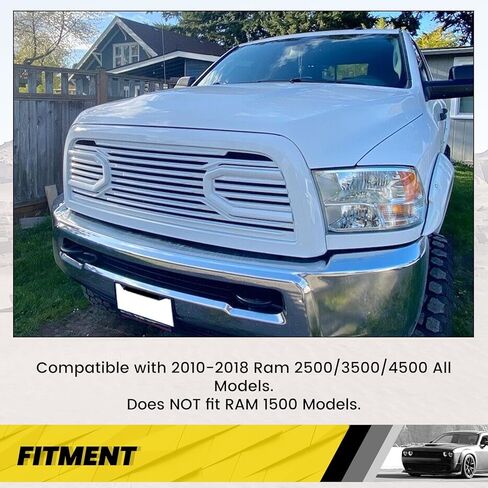 KUAFU Front Hood Bumper Grille Replacement Compatible with 2010-2018 Ram 2500/3500/4500 Shell Big Horn Horizontal Style (Black W/O Lights) in Saudi Arabia