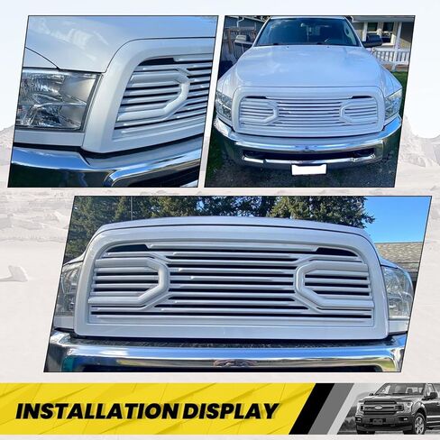 KUAFU Front Hood Bumper Grille Replacement Compatible with 2010-2018 Ram 2500/3500/4500 Shell Big Horn Horizontal Style (Black W/O Lights) in Saudi Arabia