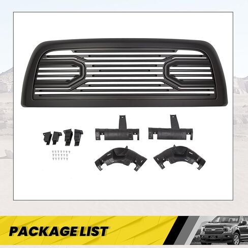 KUAFU Front Hood Bumper Grille Replacement Compatible with 2010-2018 Ram 2500/3500/4500 Shell Big Horn Horizontal Style (Black W/O Lights) in Saudi Arabia