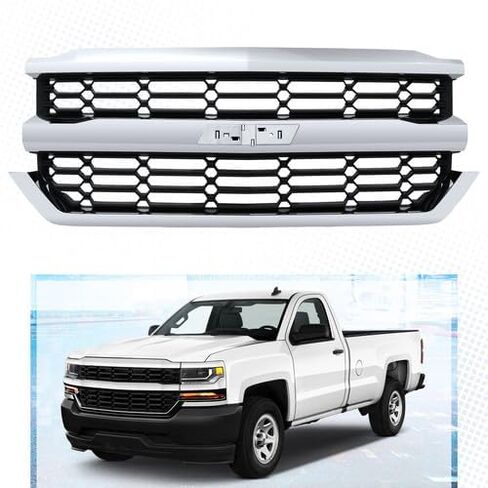 شبكة المصد الأمامي GeRRiT شبكة علوية كروم + أسود لسيارة 2016 2017 2018 شيفروليه سيلفرادو 1500 in Kuwait