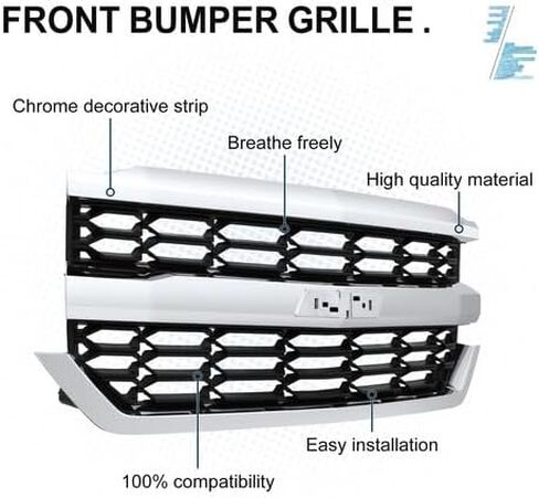 شبكة المصد الأمامي GeRRiT شبكة علوية كروم + أسود لسيارة 2016 2017 2018 شيفروليه سيلفرادو 1500 in Kuwait