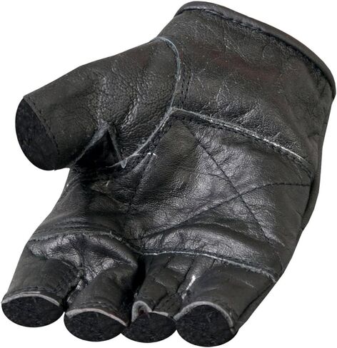 Hot Leathers GVM1004 Unlined Fingerless Leather Gloves with Padded Palm-Black-LG in Saudi Arabia