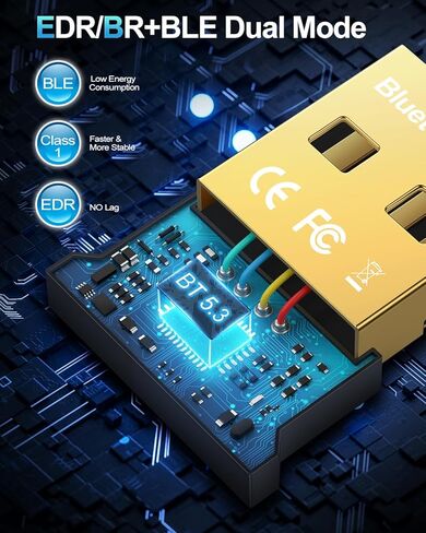ZEXMTE USB Bluetooth Adapter for PC (5.1 Pro) with FPC Antenna, 50M Long Distance Stable Signal Bluetooth Dongle, Mini Bluetooth Adapter Receiver for Desktop Laptop, Windows 11/10/8 Plug & Play in Saudi Arabia