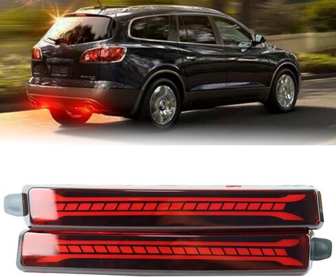 2PC Full Lens LED DRL Rear Reflector Light Brake Lamp Sequential Turn Signal Feature Compatible With Cadillac CTS Sedan&GMC Acadia&Buick Enclave&Chevy Equinox&for Pontiac Sunfire (Red) in Saudi Arabia