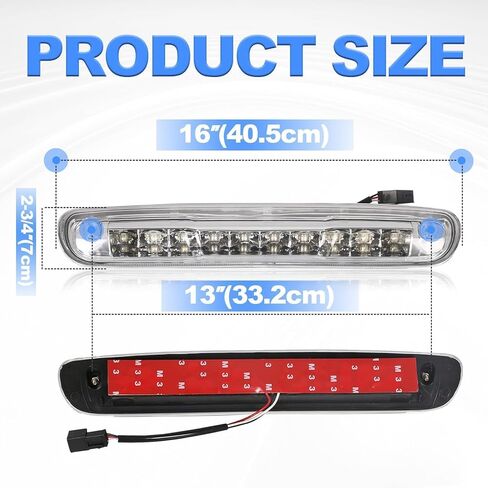 ECOTRIC LED Rear Roof Third 3RD Brake Light Compatible with 2007-2013 Chevy Chevrolet Silverado/GMC Sierra 1500 2500 3500HD LED Cargo High Mount Stop Lamp - Clear Lens in Saudi Arabia