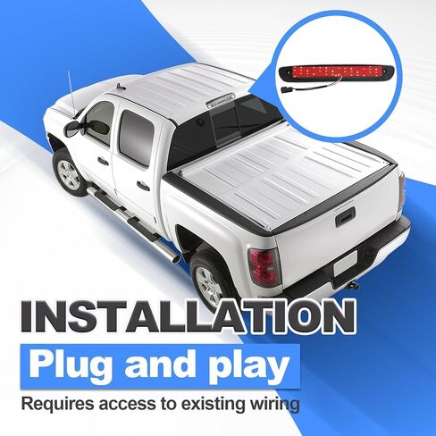 ECOTRIC LED Rear Roof Third 3RD Brake Light Compatible with 2007-2013 Chevy Chevrolet Silverado/GMC Sierra 1500 2500 3500HD LED Cargo High Mount Stop Lamp - Clear Lens in Saudi Arabia