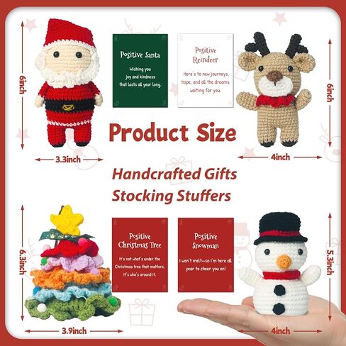 Handmade Christmas Emotional Support Crochet Gifts, Positive Crochet Stuffed Animals Set Emotional Support Nuggets Burr Basket Stuffer for Son Daughter Grandkid Grandma Coworker Gift Xmas Decoration in Saudi Arabia