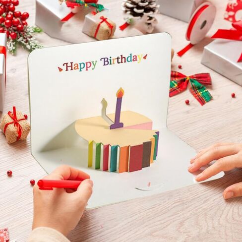 3D Cake Birthday Pattern Greeting Card Birthday Cards, with Beautiful Blessing Messages for Special Occasions (1 Cards With Envelopes) in Saudi Arabia