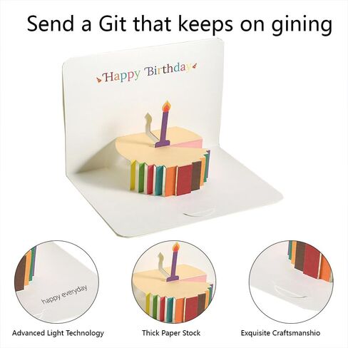 3D Cake Birthday Pattern Greeting Card Birthday Cards, with Beautiful Blessing Messages for Special Occasions (1 Cards With Envelopes) in Saudi Arabia
