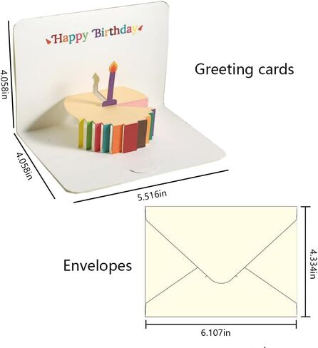 3D Cake Birthday Pattern Greeting Card Birthday Cards, with Beautiful Blessing Messages for Special Occasions (1 Cards With Envelopes) in Saudi Arabia