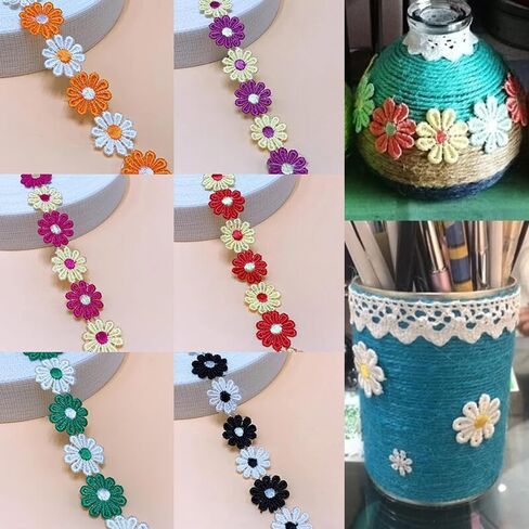 1 Yard Flower Embroidered Lace Ribbon Trim Fabric for DIY Wedding Dress Sewing (D) in Saudi Arabia