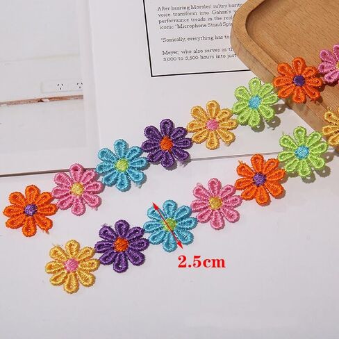 1 Yard Flower Embroidered Lace Ribbon Trim Fabric for DIY Wedding Dress Sewing (D) in Saudi Arabia