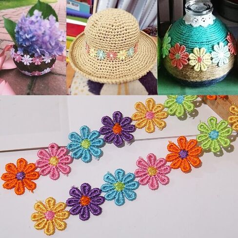 1 Yard Flower Embroidered Lace Ribbon Trim Fabric for DIY Wedding Dress Sewing (D) in Saudi Arabia