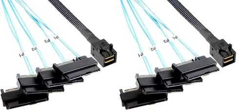 ADCAUDX Mini SAS to SAS Cable: 1M SFF-8643 to SAS SFF-8643 to SFF-8482 Connector 4X SAS 29Pin with SATA Power Adapter Cable (3.3FT) in Kuwait