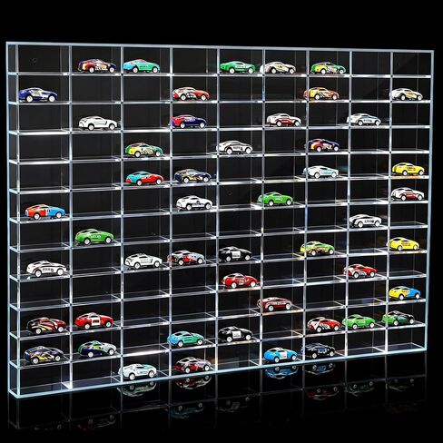 Acrylic 1/64 Scale Hot Diecast Wheels Display Case, Wall Mount, Holds 108 Toy Cars, Clear Storage Cabinet Shelf Rack Organizer for Collectible Model Cars Vehicles, 23.8 x 33.8/ Inches in Saudi Arabia