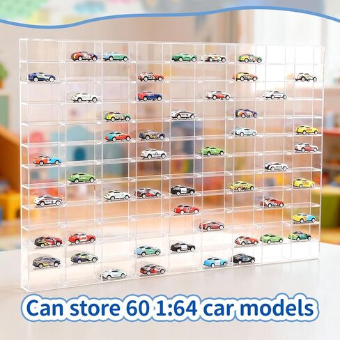 Acrylic 1/64 Scale Hot Diecast Wheels Display Case, Wall Mount, Holds 108 Toy Cars, Clear Storage Cabinet Shelf Rack Organizer for Collectible Model Cars Vehicles, 23.8 x 33.8/ Inches in Saudi Arabia