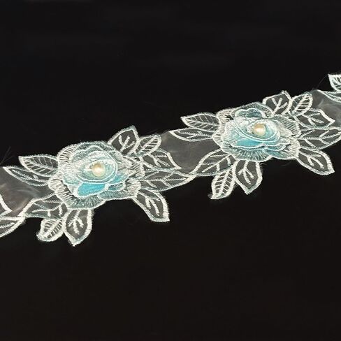 1 Yard Flower Lace Trim Flowers with White Pearl Beads Embroidered Edge Trim Fabric Floral Appliques Lace Ribbon for Wedding Bridal Dress Clothes Decoration DIY Handmade Sewing Crafts (Gold, 1 Yard) in Saudi Arabia