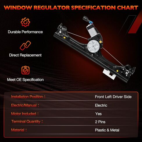 Electric Power Window Regulator Front Left Driver Side with Panel Without Motor- Compatible with 2007-2017 Ford Expedition & Lincoln Navigator- Replace 749-542 7L1Z7823201B 9L1Z7823201A in Saudi Arabia