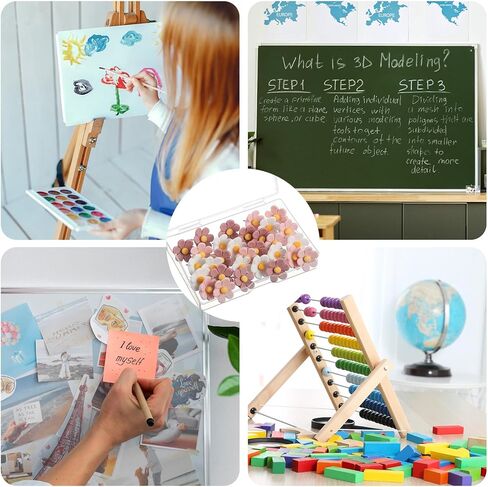 30Pcs Flower Push Pins, Cute Thumb Tacks for Cork Board, Pink Decorative Push Pins for Bulletin Boards Cardboard Map Hanging Posters Photo Wall Decorations, Office, School or Home (Pink White) in Saudi Arabia