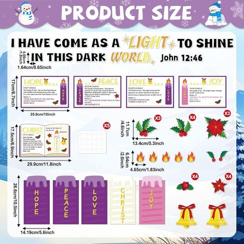 Christmas 3D Advent Bulletin Board Decorations Set Advent Wreath Candle Love Hope Joy Peace Cutouts Religious Bible Verse Wall Decor for Winter Nativity Christian Sunday Classroom Activities Supplies in Saudi Arabia