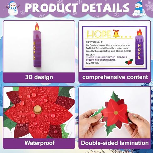 Christmas 3D Advent Bulletin Board Decorations Set Advent Wreath Candle Love Hope Joy Peace Cutouts Religious Bible Verse Wall Decor for Winter Nativity Christian Sunday Classroom Activities Supplies in Saudi Arabia