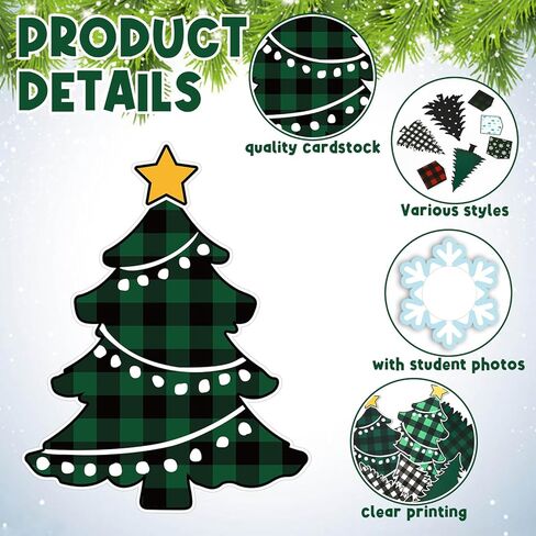 Maitys 72 Pcs Merry Christmas Bulletin Board Decorations Set Christmas Classroom Decorations Tree Red Truck with Snowflake Photo Frame Cutout December Winter Bulletin Board for Holiday School in Saudi Arabia