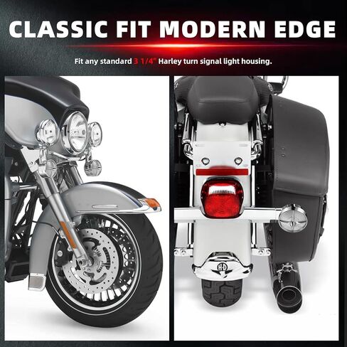 FATECIM 3 1/4" 1156 LED Rear Front Turn Signals Amber Light Blinkers Indicators with Turbine Amber Lens for Harley Touring Road Glide Road King Electra Glide Heritage Fatboy Softail Springer in Saudi Arabia