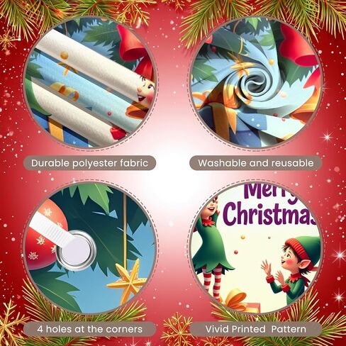 Christmas Door Cover Stockings Hanging Door Banner Happy New Year Front Door Backdrop Xmas Porch Sign Colorful Lights Snow Christmas Decorations for Winter Home Indoor Outdoor Holiday Party Supplies in Saudi Arabia