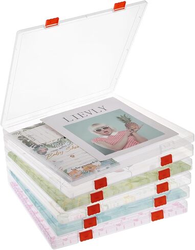 صندوق تخزين ورق القصاصات من Rainmae مقاس 30.48 سم × 30.48 سم، صندوق تخزين ملفات بلاستيكي قابل للتكديس، حقيبة منظم ورق الحرف اليدوية، حاويات تخزين أوراق مزخرفة لألعاب اللوحة والمستندات والمجلات واللوازم الفنية (6 عبوات) in Kuwait