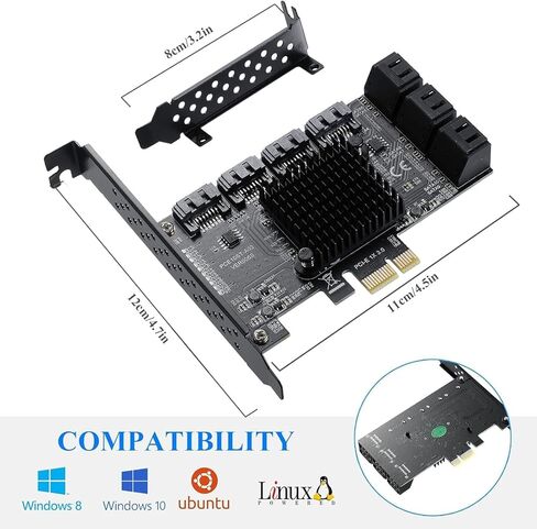 بطاقات توسيع بطاقة YABOANG 2 SATA، PCI-E 3.0 GEN3 JMICRON+JMB582 Chip، لوحات محول توسيع 6 جيجابت في الثانية بطاقة محول وحدة تحكم PCI Express لنظام التشغيل Windows XP/2003/2008/ Vista/Win7/8/10/Linux in Kuwait