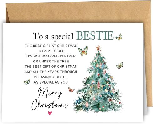 Merry Christmas Card for Mom, Sweet Mom Christmas Card Gift from Daughter Son, Poem Xmas Tree Cards for Mother Stepmother in Saudi Arabia