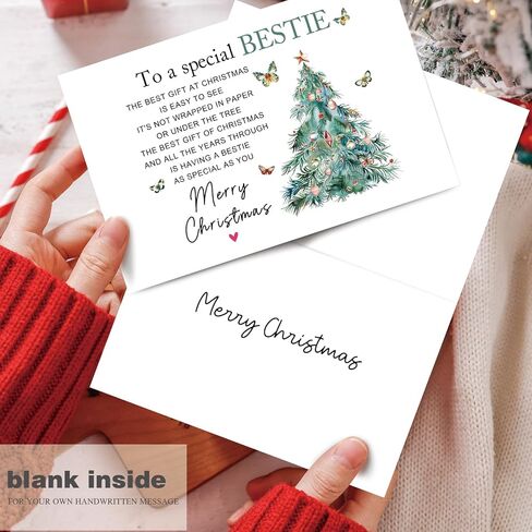Merry Christmas Card for Mom, Sweet Mom Christmas Card Gift from Daughter Son, Poem Xmas Tree Cards for Mother Stepmother in Saudi Arabia