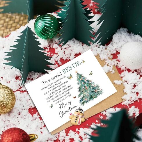 Merry Christmas Card for Mom, Sweet Mom Christmas Card Gift from Daughter Son, Poem Xmas Tree Cards for Mother Stepmother in Saudi Arabia