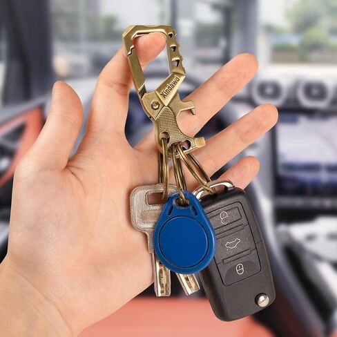 Heavy duty metal keychains, Carabiner Clip Keychain with Bottle Opener, 3 Key Rings for Car Keys, Family Present for Men and Women(Black-1pcs) in Saudi Arabia